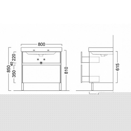 Kerama Marazzi Тумба для умывальника BUONGIORNO 80 белая с 2 ящиками, напольная