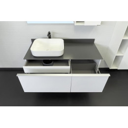 Comforty Мебель для ванной Милан 120 с графитовой столешницей подвесная белая