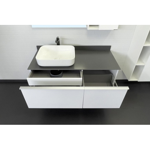 Comforty Мебель для ванной Милан 120 с графитовой столешницей подвесная белая