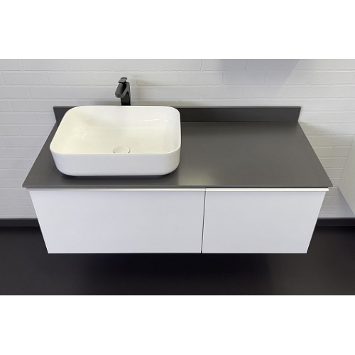 Comforty Мебель для ванной Милан 120 с графитовой столешницей подвесная белая