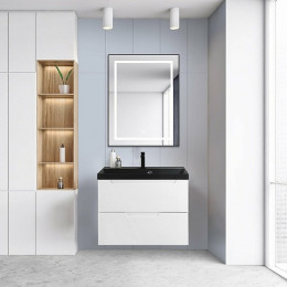 BelBagno Тумба с раковиной Vittoria 80 подвесная Bianco Opaco с раковиной BB800/450-LV-ART-AST-NERO