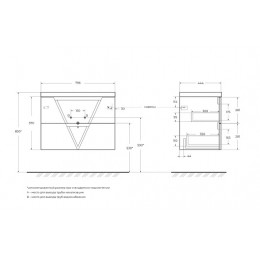BelBagno Тумба с раковиной Vittoria 80 подвесная Bianco Opaco с раковиной BB800/450-LV-ART-AST-NERO