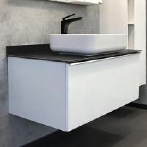 Comforty Мебель для ванной Милан 90 T-Y9378 с графитовой столешницей подвесная белая
