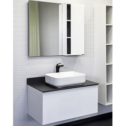 Comforty Мебель для ванной Милан 90 T-Y9378 с графитовой столешницей подвесная белая