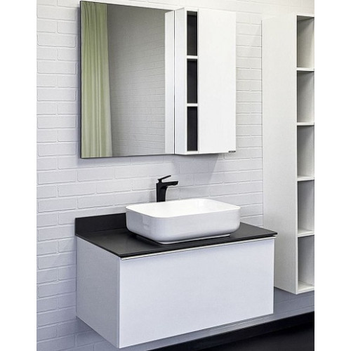 Comforty Мебель для ванной Милан 90 T-Y9378 с графитовой столешницей подвесная белая