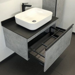 Comforty Тумба с раковиной Эдинбург 75 подвесная бетон светлый