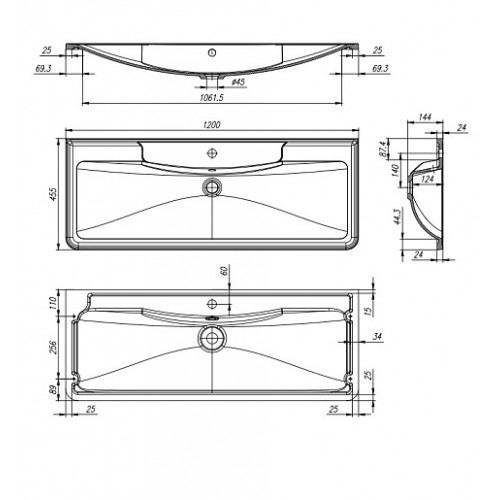 BelBagno Тумба с раковиной Acqua 120 подвесная Bianco Lucido с раковиной BB1200/455-LV-ART-ALR-NERO