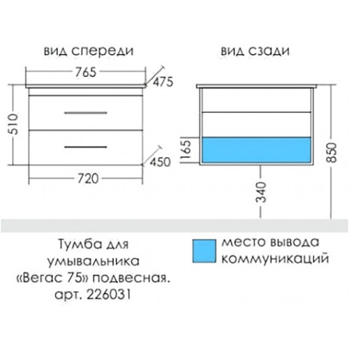 СанТа Мебель для ванной Вегас 75 подвесная белая