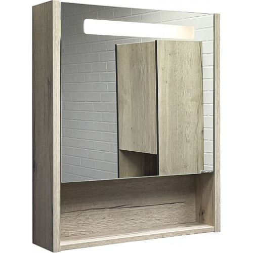 Comforty Зеркальный шкаф Марио 60 Led дуб дымчатый