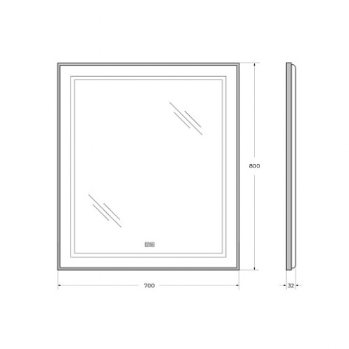 BelBagno Зеркало SPC-KRAFT-700-800-LED-TCH-WARM-NERO