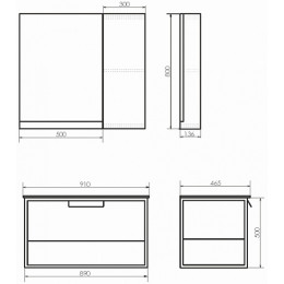 Comforty Тумба с раковиной Бонн 90 (Quadro) подвесная дуб дымчатый