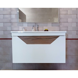 Бриклаер Мебель для ванной Брайтон 100 (Mario) белая матовая/дуб кера