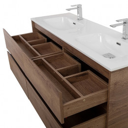 BelBagno Тумба с раковиной Kraft 140 подвесная 4 ящика Rovere Tabacco двойная раковина