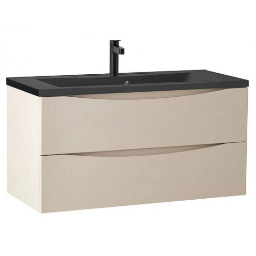BelBagno Тумба с раковиной Marino 100 подвесная Crema Opaco с раковиной BB1000/445-LV-ART-PR-NERO