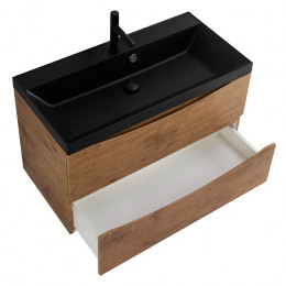 BelBagno Тумба с раковиной Marino 80 подвесная Rovere Nature с раковиной 80/45 AST-NERO
