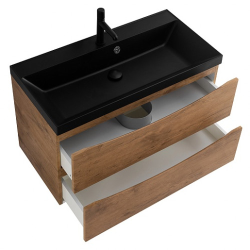 BelBagno Тумба с раковиной Marino 80 подвесная Rovere Nature с раковиной 80/45 AST-NERO
