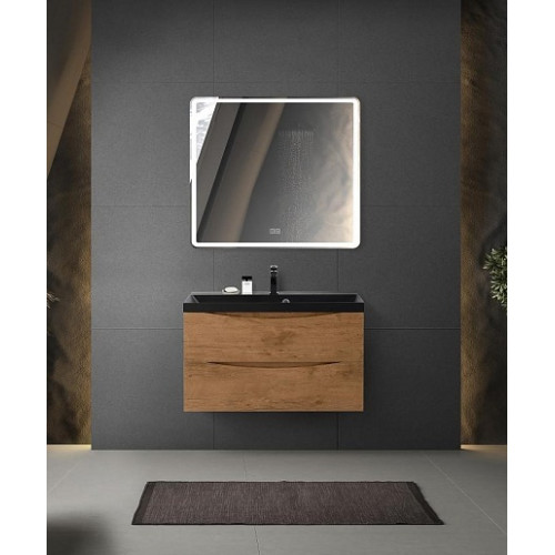 BelBagno Тумба с раковиной Marino 80 подвесная Rovere Nature с раковиной 80/45 AST-NERO