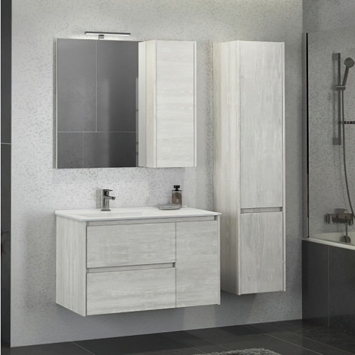 Comforty Зеркальный шкаф Бремен 90 R дуб белый