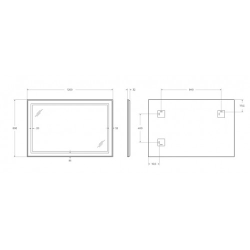 BelBagno Зеркало SPC-KRAFT-1200-800-SENS-NERO