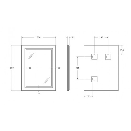 BelBagno Зеркало SPC-KRAFT-600-800-SENS-AL