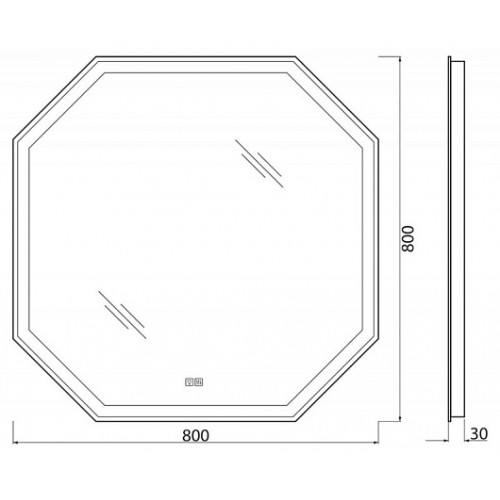 BelBagno Зеркало SPC-OTT-800-800-LED-TCH-WARM