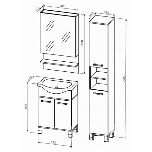 Бриклаер Зеркальный шкаф Карибы 60 венге/дуб кантри