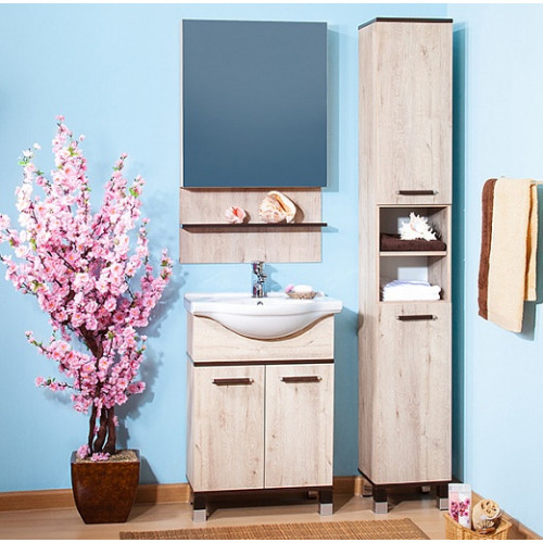 Бриклаер Зеркальный шкаф Карибы 60 венге/дуб кантри