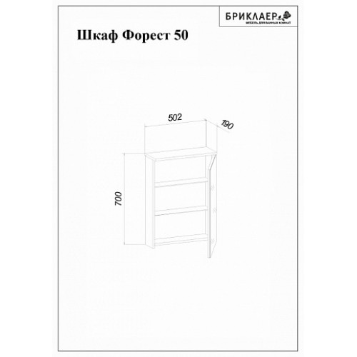 Бриклаер Зеркальный шкаф Форест 50 дуб золотой/антрацит