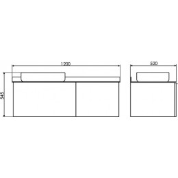 Comforty Тумба с раковиной Милан 120 T-Y9378 с черной столешницей подвесная белая