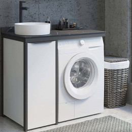 Comforty Тумба с раковиной Лозанна 100 под стиральную машину белая глянцевая