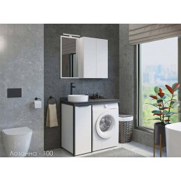Comforty Тумба с раковиной Лозанна 100 под стиральную машину белая глянцевая