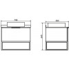 Comforty Тумба с раковиной Порто 75 9110 подвесная дуб темно-коричневый/черный муар