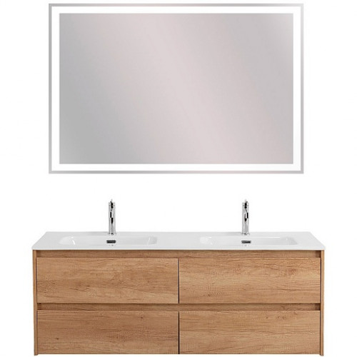 BelBagno Тумба с раковиной Kraft 120 подвесная 4 ящика Rovere Nebrasca Nature двойная раковина