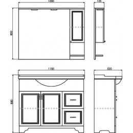 Comforty Зеркальный шкаф Севилья 100 R слоновая кость
