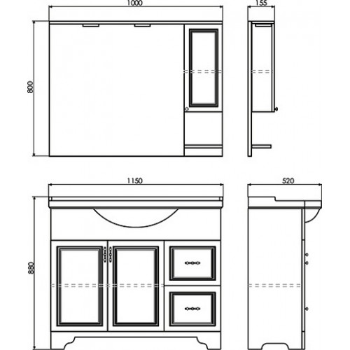 Comforty Зеркальный шкаф Севилья 100 R слоновая кость