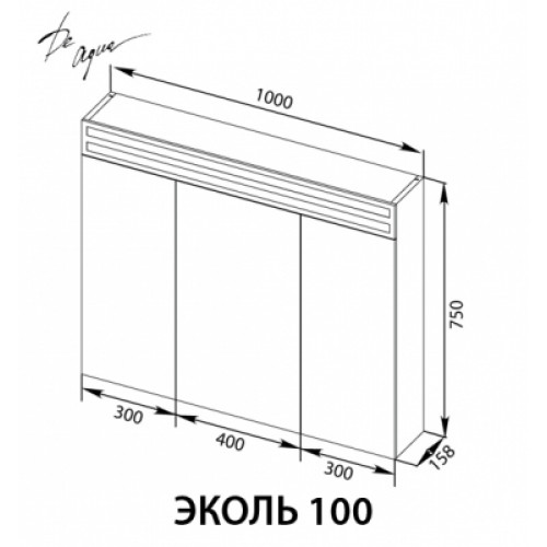 De Aqua Зеркало-шкаф для ванной Эколь 100