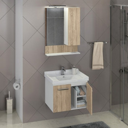 Comforty Мебель для ванной Рига 60 подвесная дуб сонома/белая