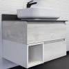 Comforty Тумба с раковиной Прага 75 T-Y9378 с графитовой столешницей подвесная дуб белый