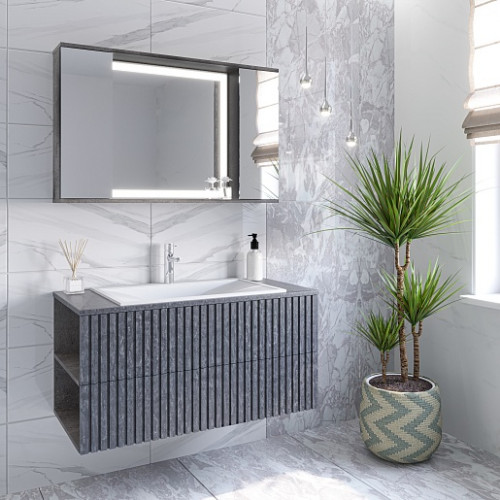 Stella Polare Тумба с раковиной Дэрри 100 подвесная бетон/цемент