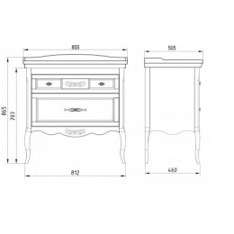 ASB-Woodline Тумба с раковиной Модерн 85 белый, (патина серебро)