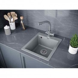 Мойка для кухни Paulmark Leer PM104249-GRM 41х49 серый металлик