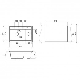 Кухонная мойка Granula Kitchen Space KS-7302 73x51 шварц