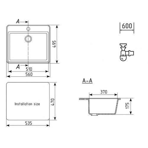 Кухонная мойка Ulgran Classic U-104-342 графит