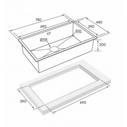 Мойка для кухни Paulmark Valde PM217444-BG 74х44 золото