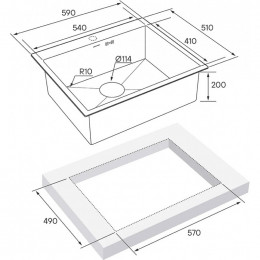 Мойка для кухни Paulmark Brim PM215951-BS 59х51 сталь