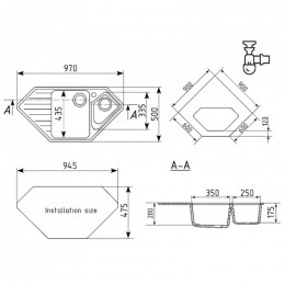 Кухонная мойка Ulgran U-409-309 темно-серый матовый