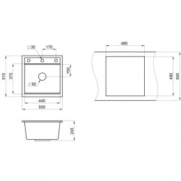 Кухонная мойка Granula Kitchen Space KS-5002 50x51 черный