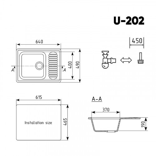 Кухонная мойка Ulgran Classic U-202-308 черный