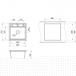 Кухонная мойка Granula Kitchen Space KS-5002 50x51 алюминиум