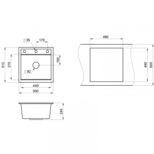 Кухонная мойка Granula Kitchen Space KS-5002 50x51 арктик